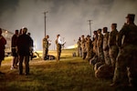 Army South Soldiers stand in formation at Fort Sam Houston, Texas, May 11, 2022.