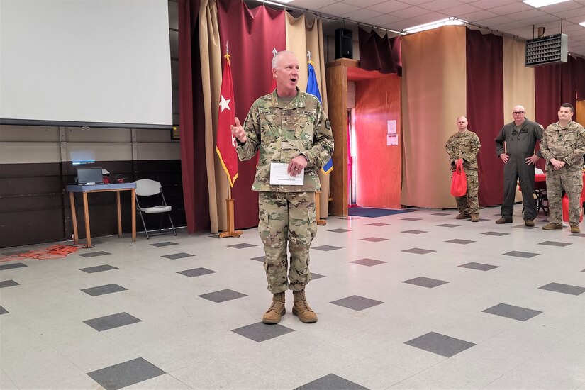 Pennsylvania Adjutant General Maj. Gen. Mark Schindler speaks at Health and Safety Awareness Day on May 12, 2022, at Fort Indiantown Gap, Pa.