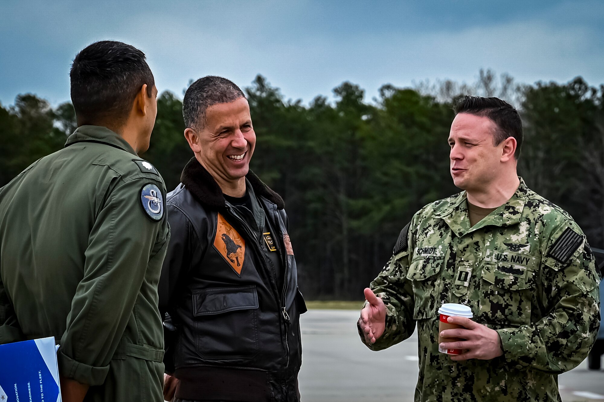 U.S. Navy Vice Adm. Carl Chebi, Naval Air Systems Command, commander, speaks with Naval Air Warfare Center Aircraft Division leadership at the electromagnetic aircraft launcher system testing site on May 11, 2022, on Joint Base McGuire-Dix-Lakehurst, N.J. NAVAIR's mission is to provide full life-cycle support of naval aviation aircraft, weapons and systems operated by Sailors and Marines. This support includes research, design, development and systems engineering; acquisition; test and evaluation; training facilities and equipment; repair and modification; and in-service engineering and logistics support.