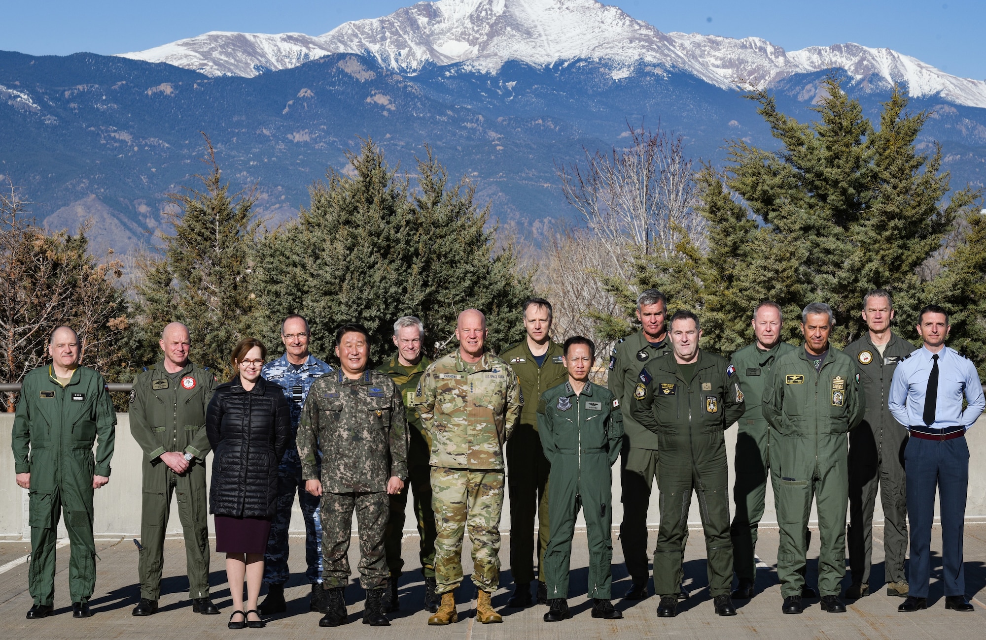 Space Chiefs from 15 nations around the world gather for a group photo.
