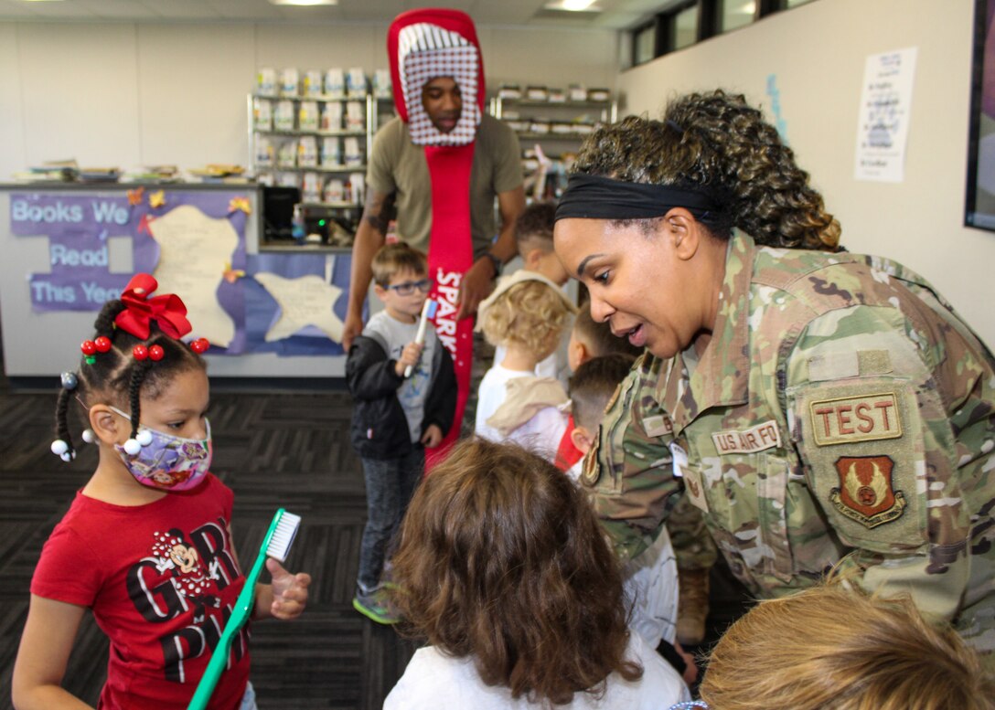 Airmen from the 412th Medical Group conducted dental outreach events on Edwards Air Force Base, in late April. (Air Force photo by Laura Maples)