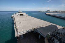 220514-N-TI693-1033

CIVITAVECCHIA, Italy (May 14, 2022) - The Expeditionary Sea Base USS Hershel "Woody" Williams (ESB 4) departs Civitavecchia, Italy, to begin a deployment, May 14, 2022. Hershel "Woody" Williams is on a scheduled deployment in the U.S. Sixth Fleet area of operations in support of U.S. national interests and security in Europe and Africa. (U.S. Navy photo by Mass Communication Specialist 1st Class Fred Gray IV/Released)