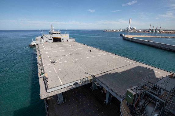 220514-N-TI693-1033

CIVITAVECCHIA, Italy (May 14, 2022) - The Expeditionary Sea Base USS Hershel "Woody" Williams (ESB 4) departs Civitavecchia, Italy, to begin a deployment, May 14, 2022. Hershel "Woody" Williams is on a scheduled deployment in the U.S. Sixth Fleet area of operations in support of U.S. national interests and security in Europe and Africa. (U.S. Navy photo by Mass Communication Specialist 1st Class Fred Gray IV/Released)