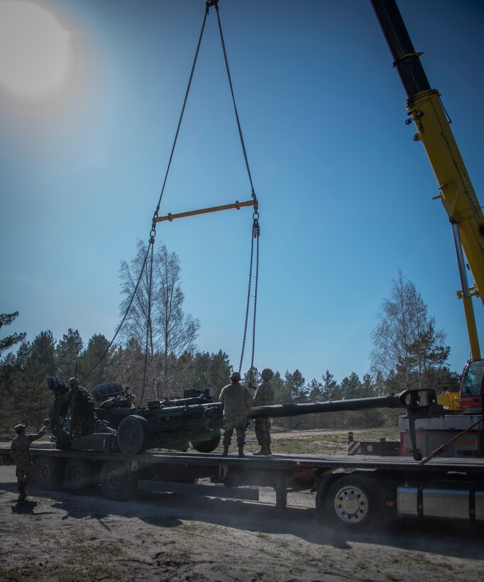 510th RSG Soldiers are coordinating the delivery of 141 pieces of equipment to support 1-119 FA "Red Lions" training near Adazi, Latvia, as part of DEFENDER-Europe 22. Working closely with contracted drivers and FA personnel, RSG Soldiers are ensuring line haul and crane operations to offload equipment and demonstrate the U.S. military’s ability to rapidly deploy Soldiers and equipment from the U.S. to Europe in support of NATO to strengthen partnerships, build readiness and deter potential adversaries.