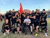 Spc. Tyler Loveridge and members of Bravo Battery 232 at PT at the Fort Campbell Soldier Recovery Unit (SRU) in Kentucky in August 2021.