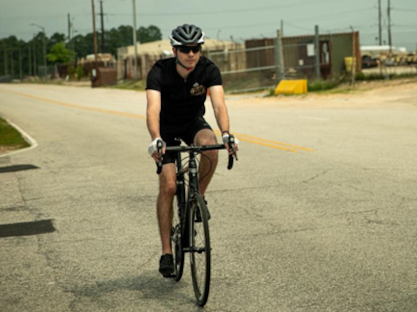 U.S. Army 1st Lt. Ryan Arthur, trains for cycling before competing in the U.S. Army Trials at Fort Bragg, North Carolina, May 5, 2022. Nearly 40 wounded, ill and injured Soldiers are at Fort Bragg May 3 - 9 to compete in a series of athletic events including archery, cycling, shooting, sitting volleyball, swimming, powerlifting, track, field, rowing, and wheelchair basketball. The Army holds qualifying trials for active duty Soldiers and veterans to assess and select athletes for competition in the DoD Warrior Games. Active duty athletes compete in person at the Army Trials to be assessed for selection, while veterans compete virtually and submit their results to the Army Recovery Care Program for assessment and Team Army selection. This year, the DoD Warrior Games will take place in Orlando, Florida, August 16 - 29, 2022.