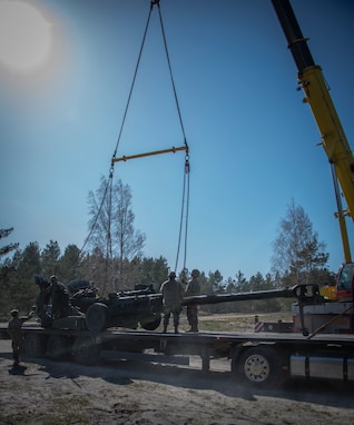 510th RSG Soldiers are coordinating the delivery of 141 pieces of equipment to support 1-119 FA "Red Lions" training near Adazi, Latvia, as part of DEFENDER-Europe 22. Working closely with contracted drivers and FA personnel, RSG Soldiers are ensuring line haul and crane operations to offload equipment and demonstrate the U.S. military’s ability to rapidly deploy Soldiers and equipment from the U.S. to Europe in support of NATO to strengthen partnerships, build readiness and deter potential adversaries.