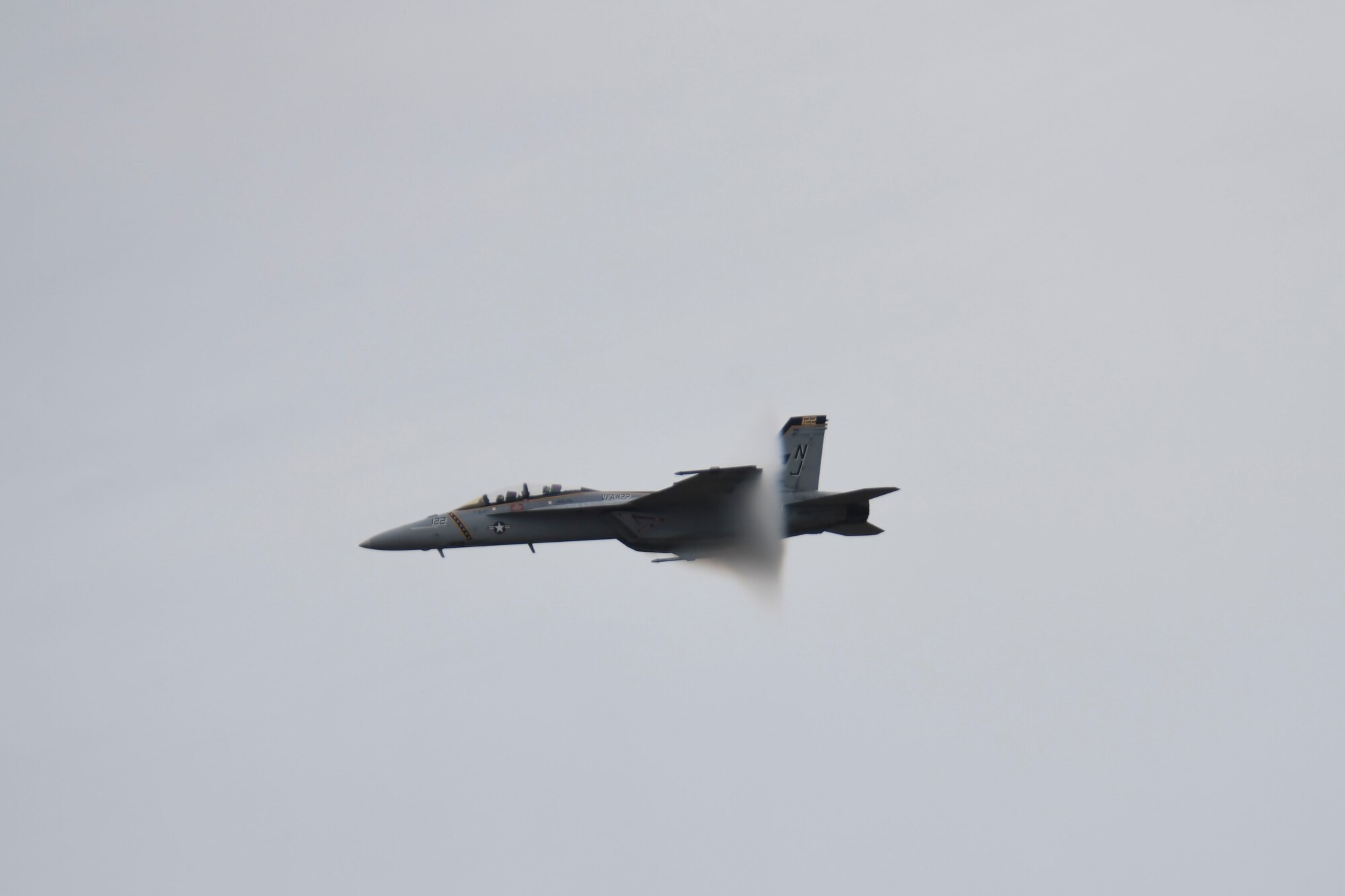 The U.S. Navy West Coast Rhino F-18 Superhornet Demo team performs during the Fairchild Skyfest 2022 airshow at Fairchild Air Force Base, Washington, May 14, 2022. Fairchild Skyfest 2022 included the West Coast Rhino F/A-18 Demo team, showcasing the capabilities of the U.S. Air Force’s joint partners in assuring air superiority. (U.S. Air Force photo by Senior Airman Kiaundra Miller)