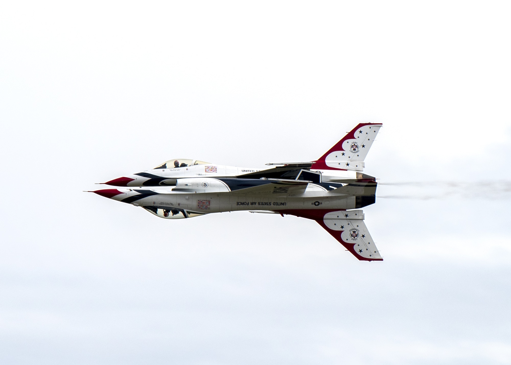 The U.S. Air Force Thunderbirds perform during the Fairchild Skyfest 2022 airshow at Fairchild Air Force Base, Washington, May 15, 2022. Fairchild Skyfest 2022 included the U.S. Air Force Thunderbirds, one of the Air Force’s premier demonstration teams showcasing the capabilities of the F-16 Fighting Falcon. (U.S. Air Force photo by Staff Sgt. Lawrence Sena)