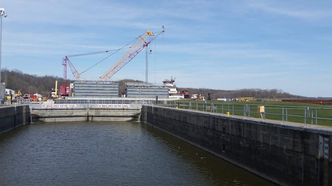 Auxiliary Lock 14 on the Mississippi River in Pleasant Valley, Iowa.