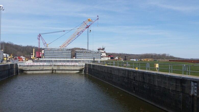 Auxiliary Lock 14 on the Mississippi River in Pleasant Valley, Iowa.