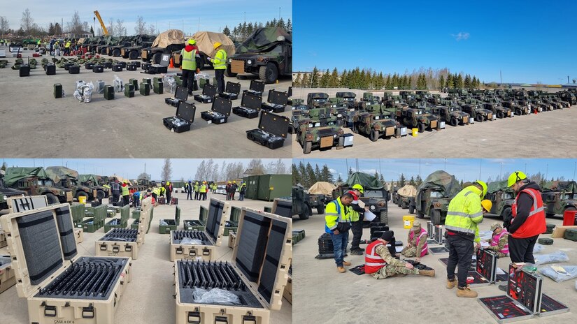 Army Field Support Battalion-Benelux provided mission command at an Equipment Configuration and Hand-off Area, or ECHA, at Tapa Barracks, May 8-10, issuing hundreds of Army Prepositioned Stocks-2 vehicles and equipment pieces to a Colorado Army National Guard unit for DEFENDER-Europe 22. Over 500 pieces of fully mission capable APS-2 equipment sets and vehicles were transported from Army Field Support Battalion-Germany’s APS-2 worksite in Dülmen, Germany, to Estonia for the exercise. The gaining tactical unit was Headquarters and Headquarters Company, 169th Field Artillery Brigade, a Colorado-based Army National Guard unit from Aurora.