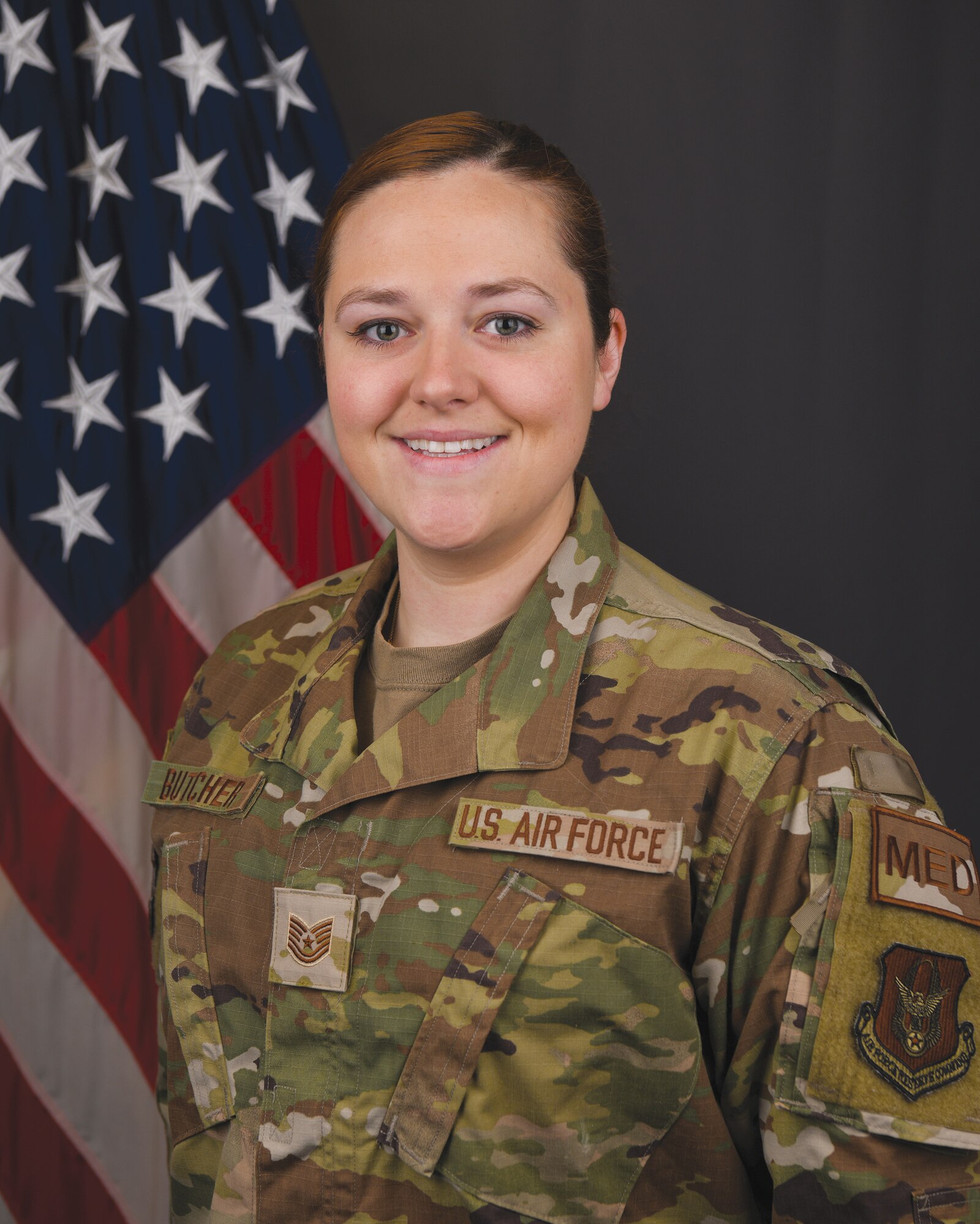Tech. Sgt. Marjorie Butcher, 445th Aeromedical Evacuation Squadron AE technician, is the 445th Airlift Wing NCO of the Quarter