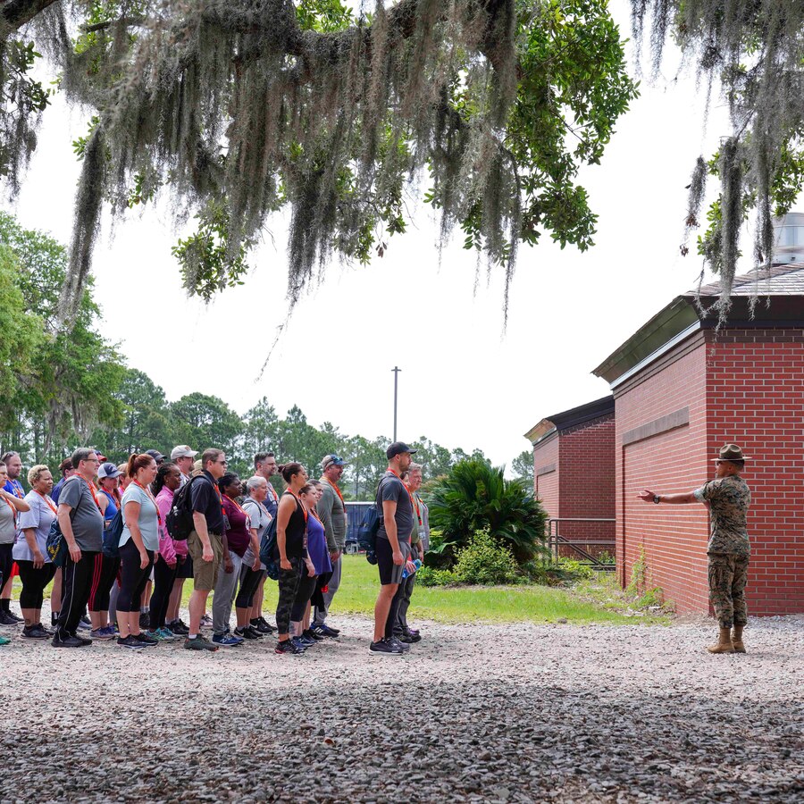 High school educators from the Northeastern region participate in the annual 1st Marine Corps District Educators' Workshop at Marine Corps Recruit Depot Parris Island, South Carolina, May 5th, 2022. (U.S. Marine Corps photo by Sgt. Tojyea G. Matally)