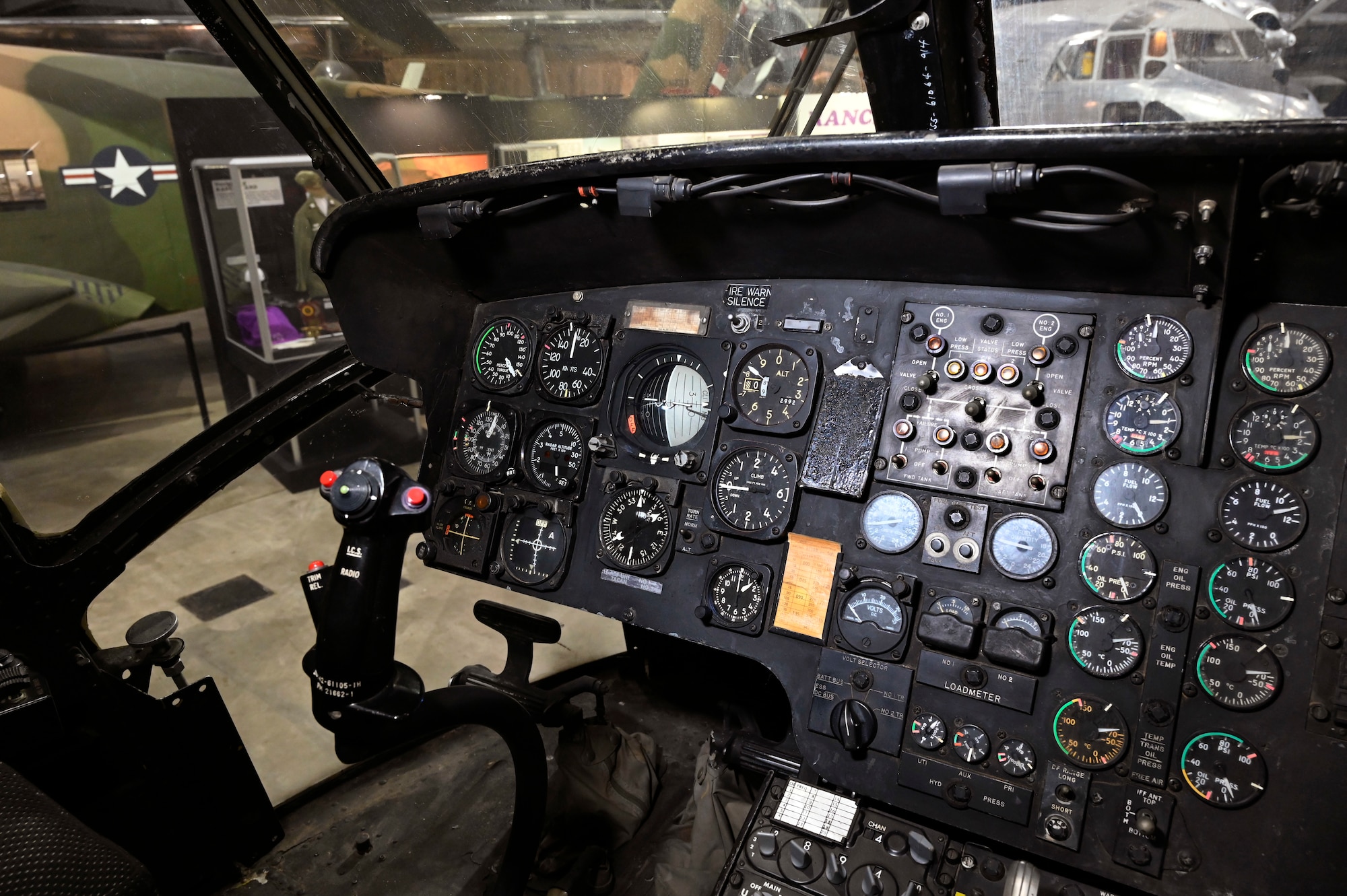 Interior views of the Sikorsky CH-3E Black Mariah helicopter.