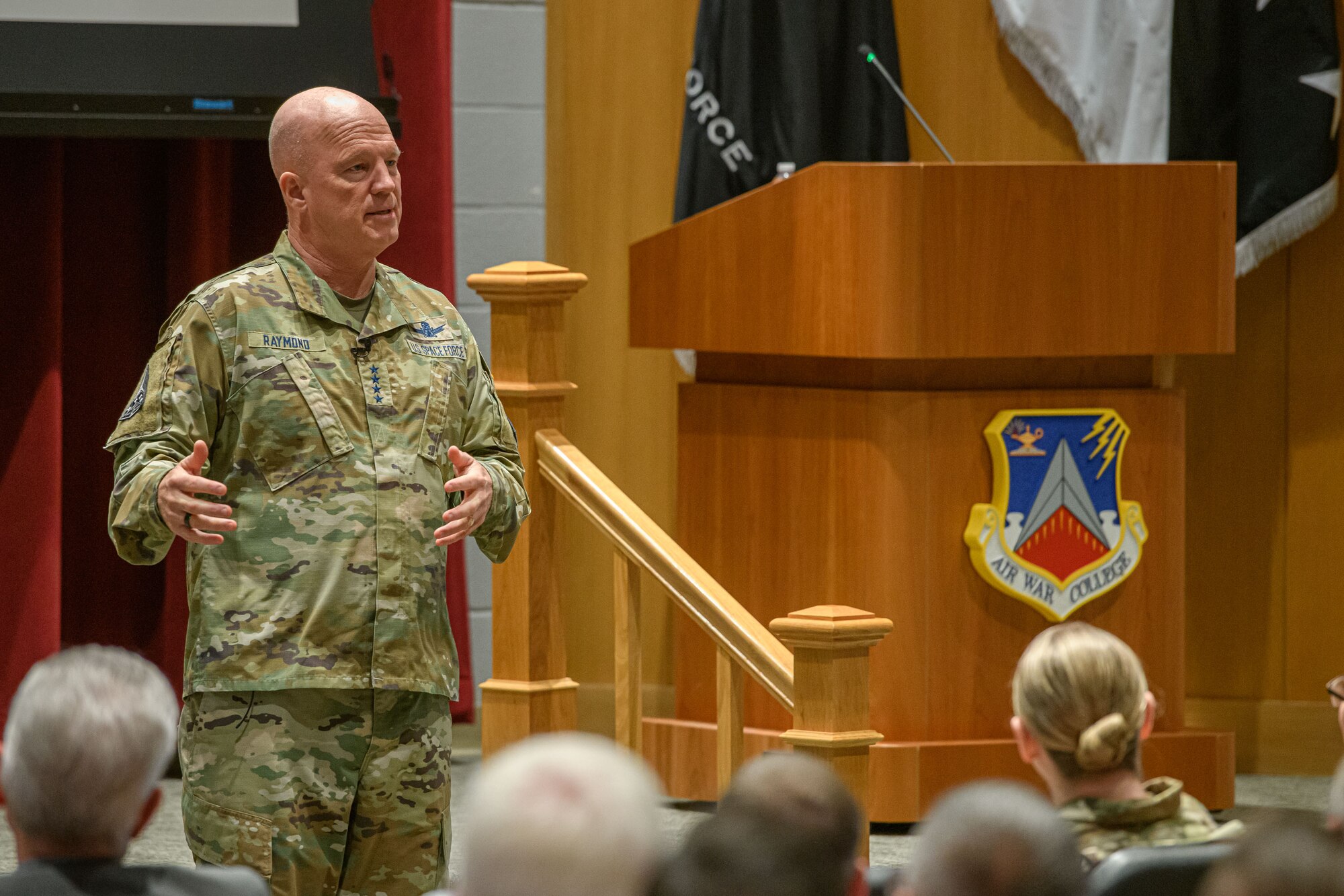 Chief of Space Operations Gen. John W. “Jay” Raymond, U.S. Space Force, engages with civic leaders from across the country who attended the Secretary of the Air Force’s National Security Forum, held at Air University’s Air War College, Maxwell Air Force Base, Montgomery, Alabama, May 10-12, 2022. The 88 invited civic leader attendees, representing diverse backgrounds and occupations, attended lectures and seminars conducted by military members and government civilians and were encouraged to offer their perspectives and insights on national security issues.