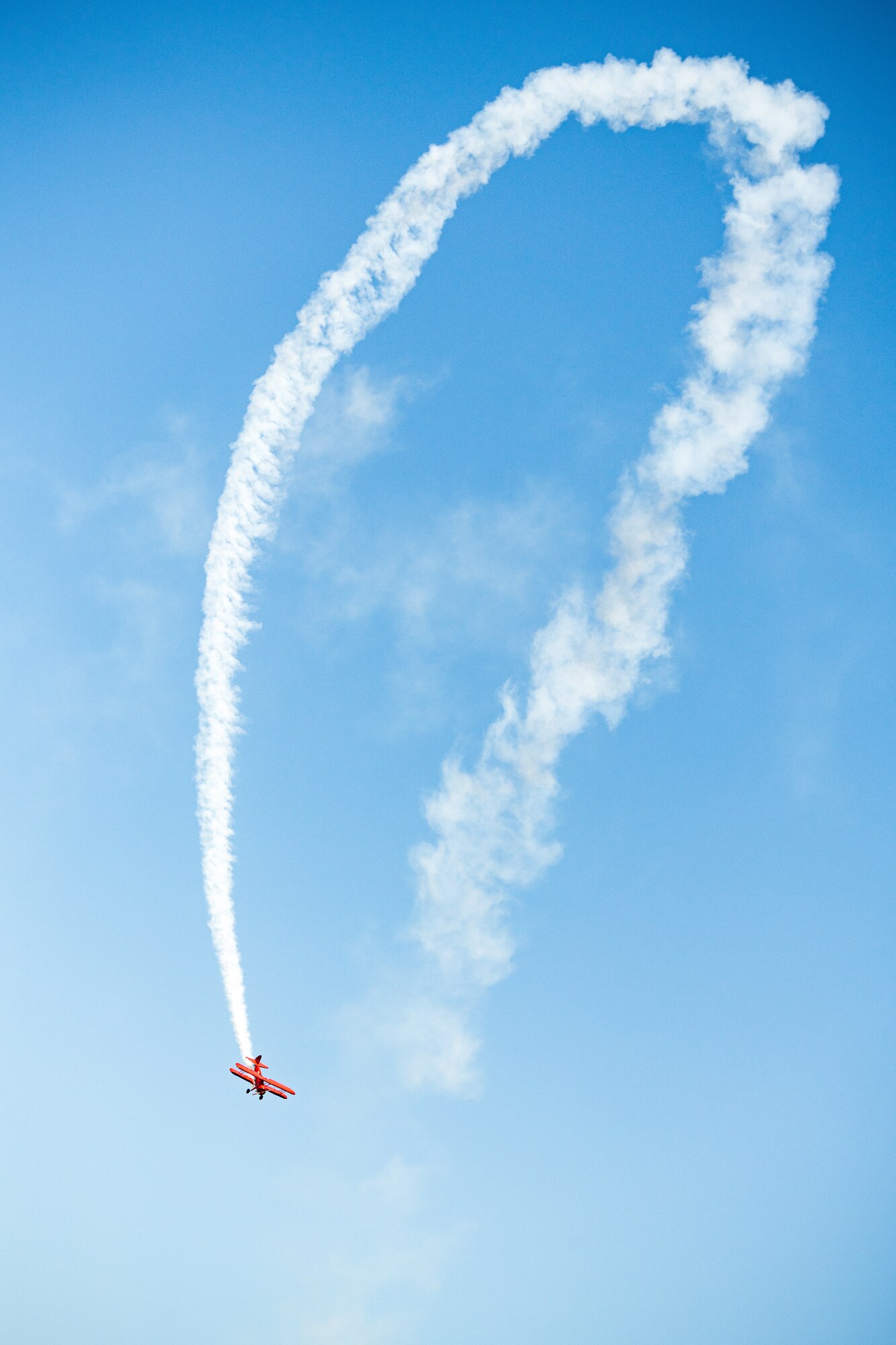 Vicky Benzing pilots a 1940 Boeing-Stearman during Wings Over Solano at Travis Air Force Base, California, May 15, 2022. The Wings Over Solano open house and air show provided an opportunity for the local community to interact directly with the base and its Airmen and see capabilities on full display at Travis AFB.(U.S. Air Force photo by Grant Okubo)