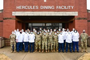 Members of the Hercules Dining Facility staff pose for a group photo