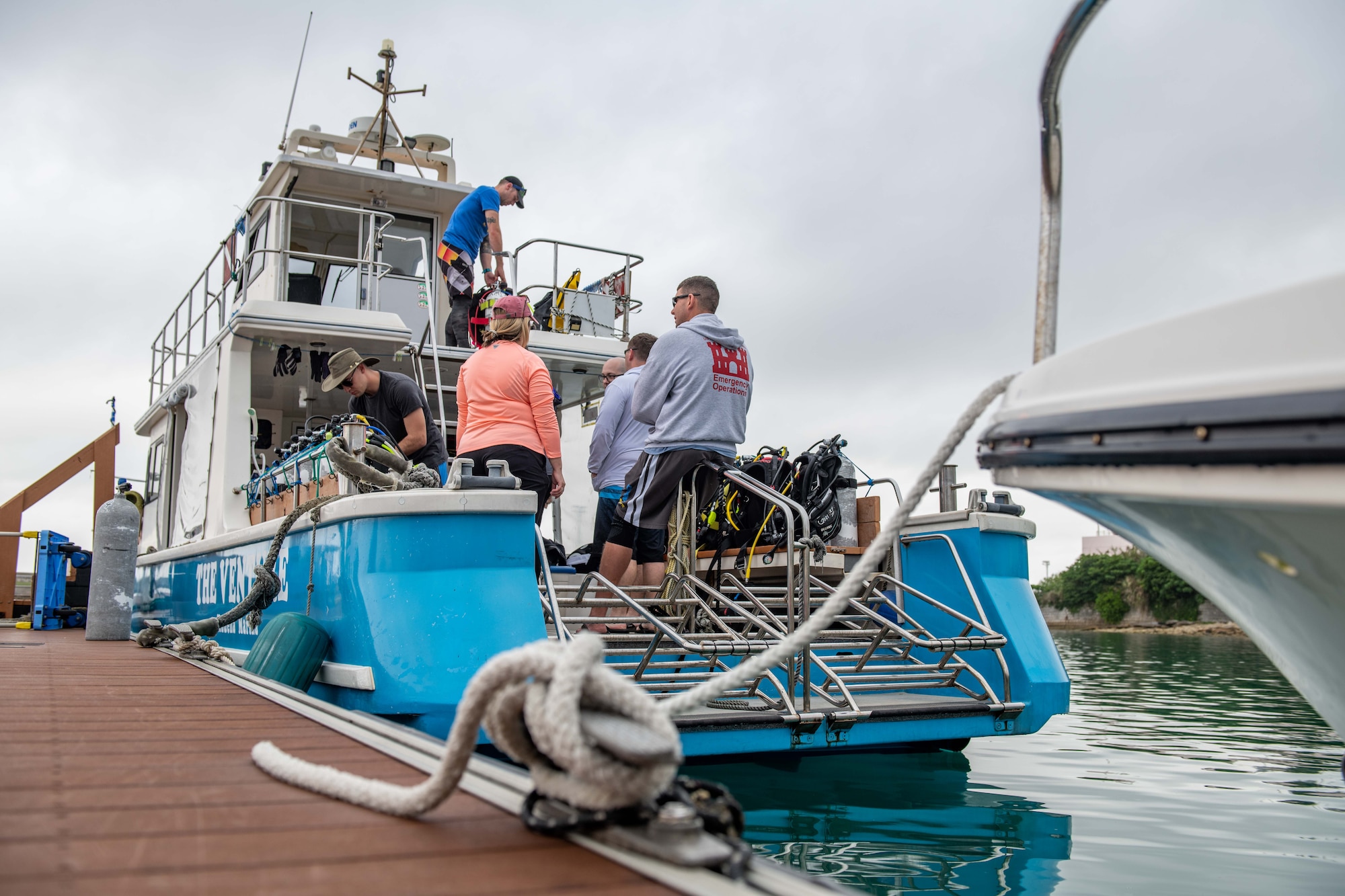 A boat sits at the dock waiting to cast off