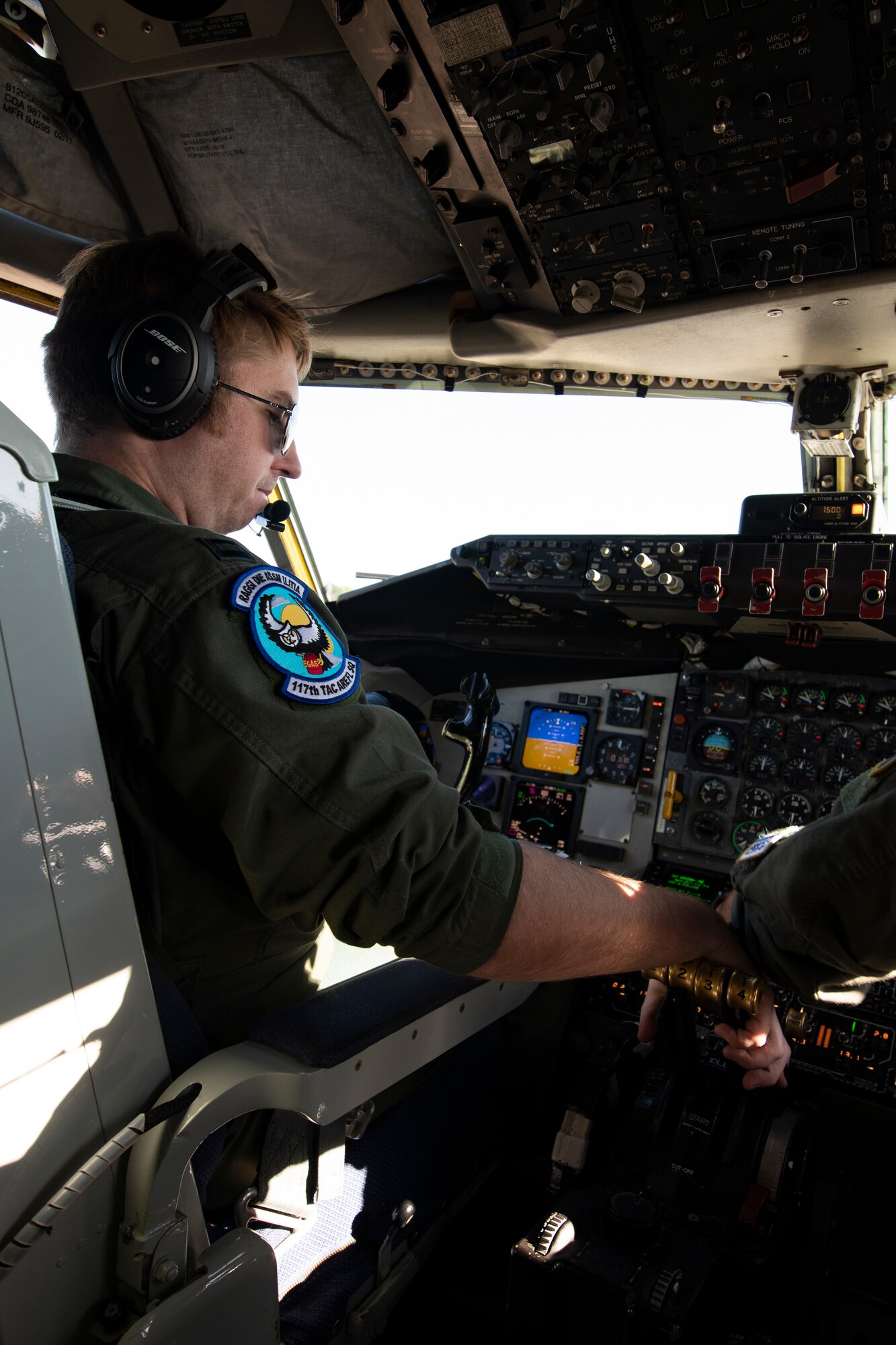 U.S. Air Force Capt. Shane Dunn, a KC-135 Stratotanker pilot with the 190th Air Refueling Wing, Kansas Air National Guard, prepares to taxi May 11, 2022, at Hunter Army Airfield, Georgia. Three air refueling units from across the Air National Guard provided in-flight refueling in support of Sentry Savannah 2022, the ANG’s premier counter air exercise which encompasses 10 units of fourth and fifth generation fighter aircraft, tests the capabilities of our warfighters in a simulated near-peer environment and trains the next generation of fighter pilots for tomorrow’s fight. (U.S. Air National Guard photo by Staff Sgt. Hanna Smith)