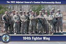 Members of the Barnestormers Marksmanship Team pose for a photo during The Adjutant General's State Marksmanship competition April 30, 2022, at Fort Devens, Massachusetts. The primary purpose of this annual event is to provide advanced marksmanship training within a competitive environment to Massachusetts National Guard Soldiers and Airmen, so that they can assist in training others with their improved skills.  (U.S. Army National Guard Photo by SFC Laura Berry)