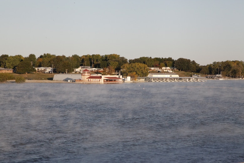 Scene from Harlan County Lake and dam from October 11, 2019.