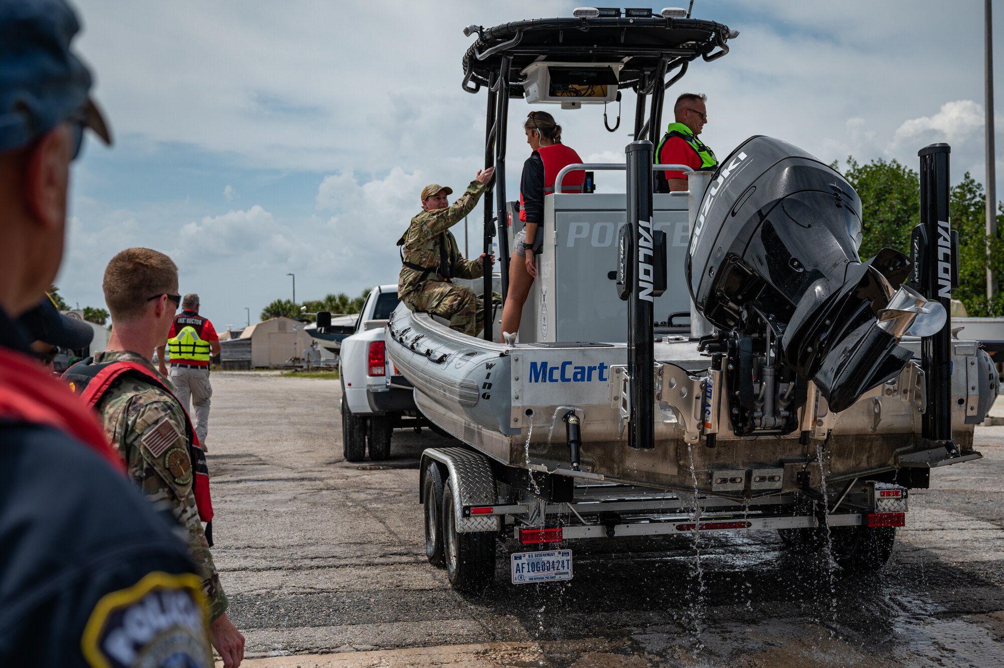 45th Security Forces Squadron marine patrolmen train on maritime operations at Patrick Space Force Base, Fla., April 14, 2022. Twelve defenders graduated the National Association of State Boating Law Administrators boat crew member course certifying them as marine patrolmen. (U.S. Space Force photo by Senior Airman Thomas Sjoberg)