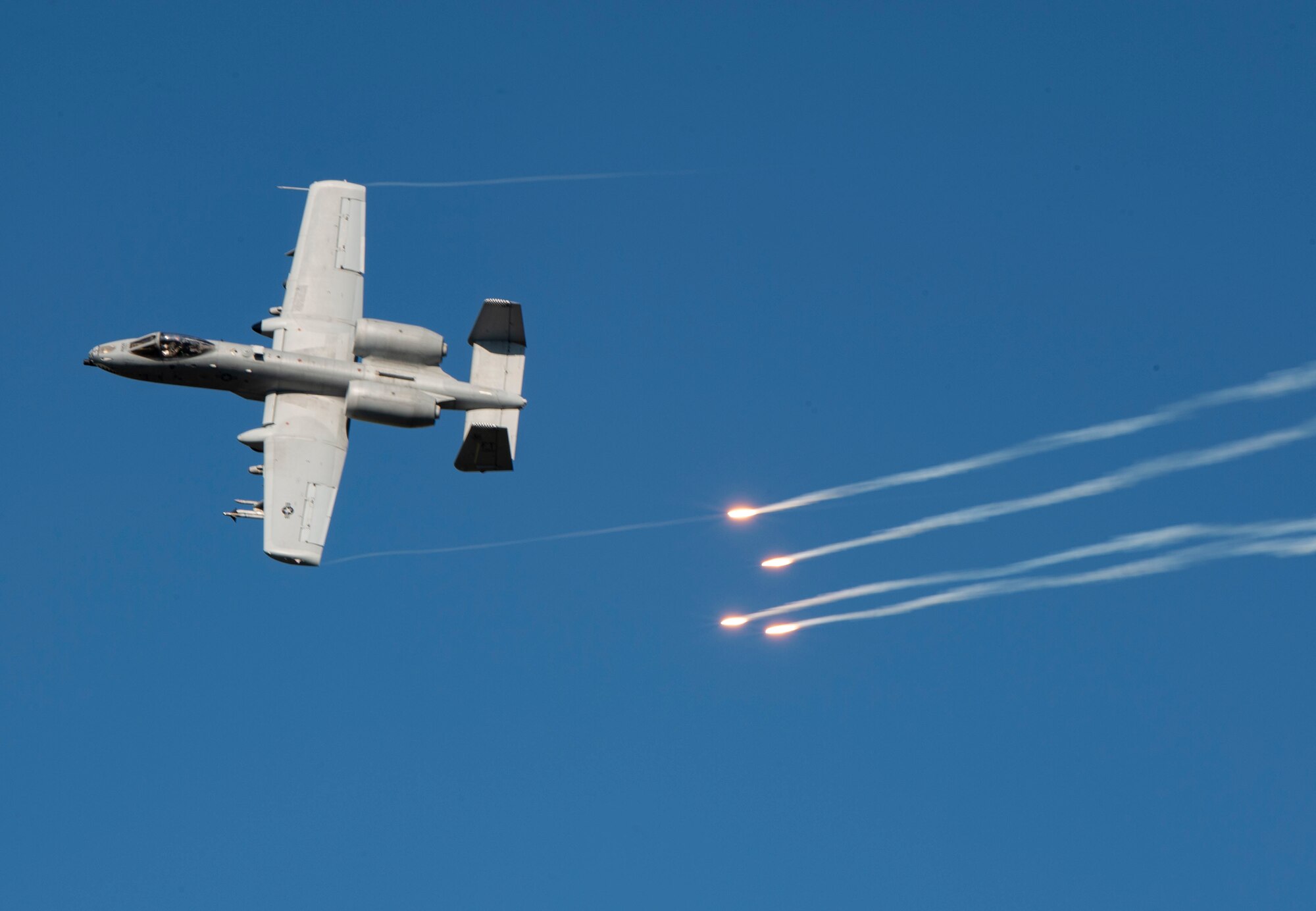 A-10 aircraft shooting flares