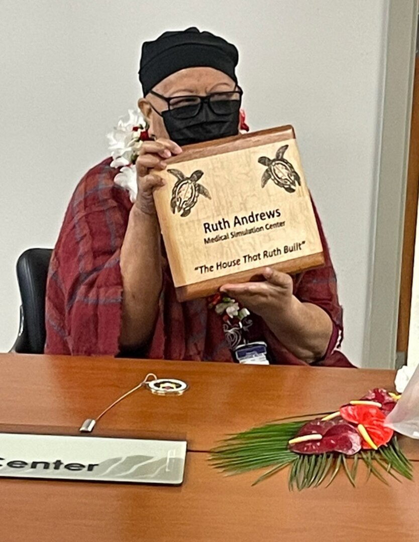 The Medical Simulation Center at Tripler Army Medical Center was recently dedicated to Tripler's own Ms. Ruth Andrews (Simulation Program Administrator).