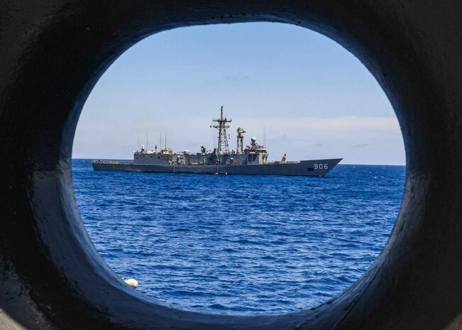 During exercise Phoenix Express 2021 members of the Egyptian visit, board, search and seizure (VBSS) team prepare to board the Expeditionary Sea Base USS Hershel “Woody” Williams (ESB 4) in the Mediterranean Sea, May 25, 2021.