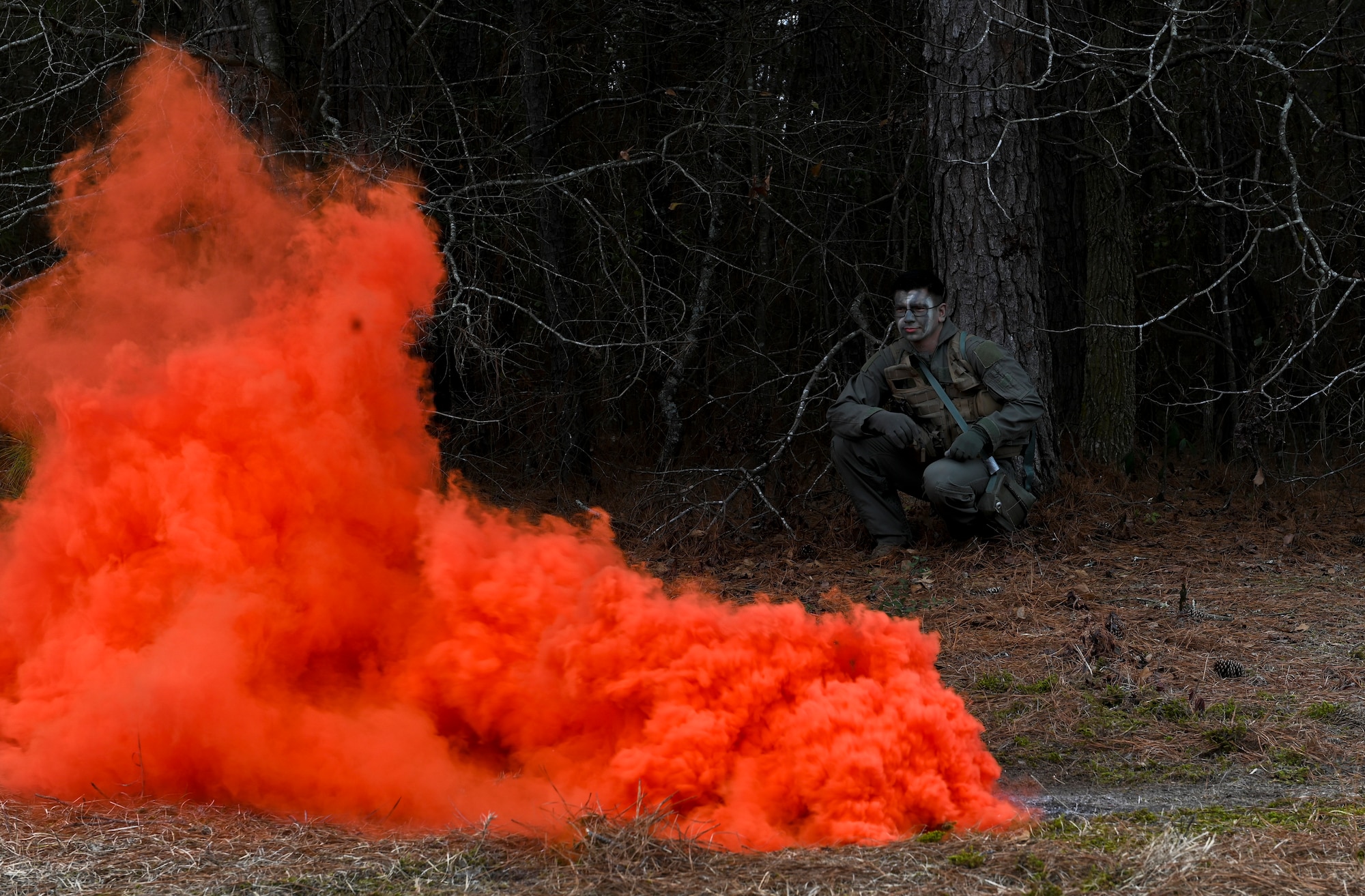 In this portion of the training, the participants were tested on their knowledge once a recovery team is inbound and nearby for rescue. (U.S. Air Force photo by Senior Airman Kylie Barrow)