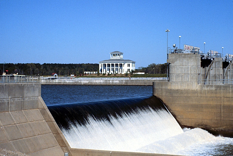 The Tom Bevill Lock and Dam near Alliceville, Alabama, is one of 10 lock and dam structures on the Tennessee-Tombigbee Waterway to receive retrofit and replacement of lighting systems from Huntsville Center’s Energy Savings Performance Contract program.