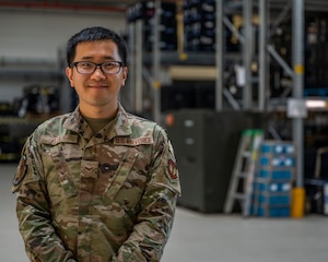 U.S. Airman 1st Class Seong Woo Lee, 1st Combat Communications Squadron cyber systems operator