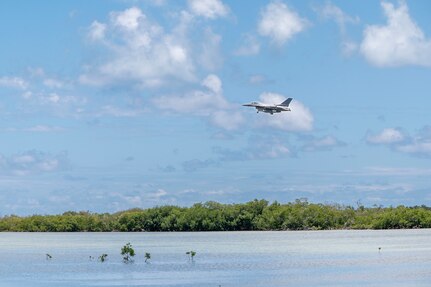 A U.S. Air Force F-16 Fighting Falcon aircraft assigned to the Wisconsin Air National Guard's 115th Fighter Wing lands at Naval Air Station Key West May 12, 2022. Approximately 150 Airmen from the 115th FW and its co-located active-duty counterpart, the 378th Fighter Squadron, were at NAS Key West participating in dissimilar air combat training with the U.S. Navy, Arizona Air National Guard and Royal Netherlands Air Force.