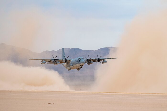 A KC-130 land on range.