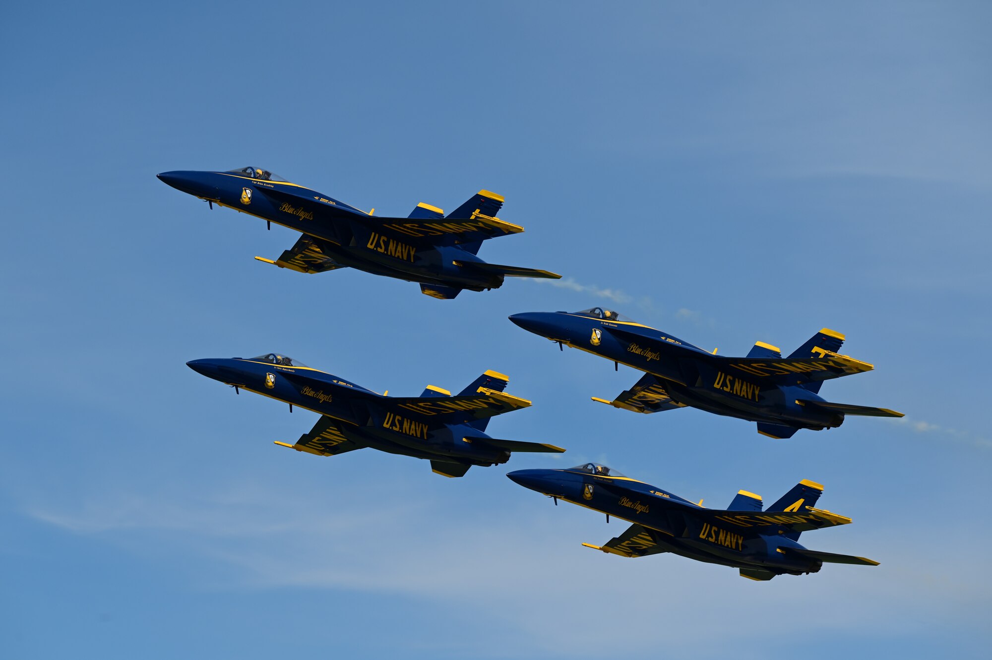 The U.S. Navy Flight Demonstration Squadron, the Blue Angels, perform during the 2022 Ellsworth Air and Space Show at Ellsworth Air Force Base, S.D., May 14, 2022. Their mission is to showcase the teamwork and professionalism of the United States Navy and Marine Corps. (U.S. Air Force photo by Staff Sgt. Hannah Malone)