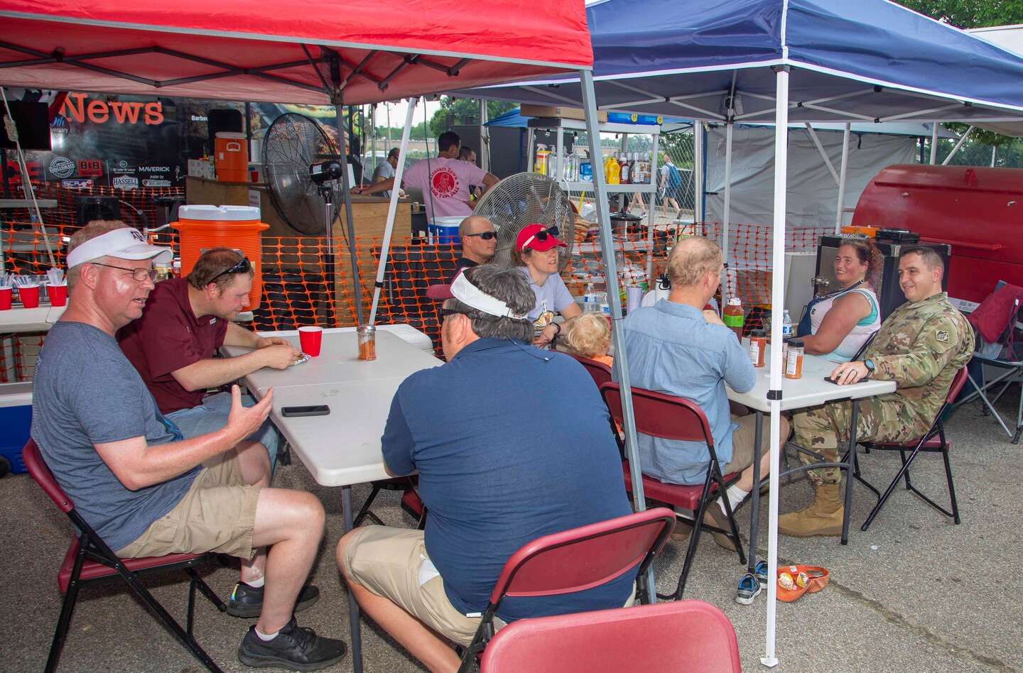 Recognized by USAToday as the “Most Prestigious Barbecue Contest,” the four-day Memphis in May World Championship Barbecue Cooking Contest (WCBCC) took place from May 12th through the 14th this year. The Memphis District has been competing in this barbeque contest for years, with the Castle Cookers first participating in the WCBCC in 1991 as the Pork Barrel Barbecuers. This year made year 31, with the team for the Memphis District Corps of Engineers comprising of workers from all parts of the district. Memphis District Castle Cookers this year were: Program Analysis Officer Jennifer Thomas, Program Analyst Sara Waterbury, Program Analyst David Alverez, Outreach Coordinator Brian Schneider (Tomato Sauce and Poultry entries), Work for Others Technical Manager Jordan Bledsoe, Civil Engineer Morgan Cowles (Seafood entry), and Survey Boat Operator Brian Schafer (Crawfish).