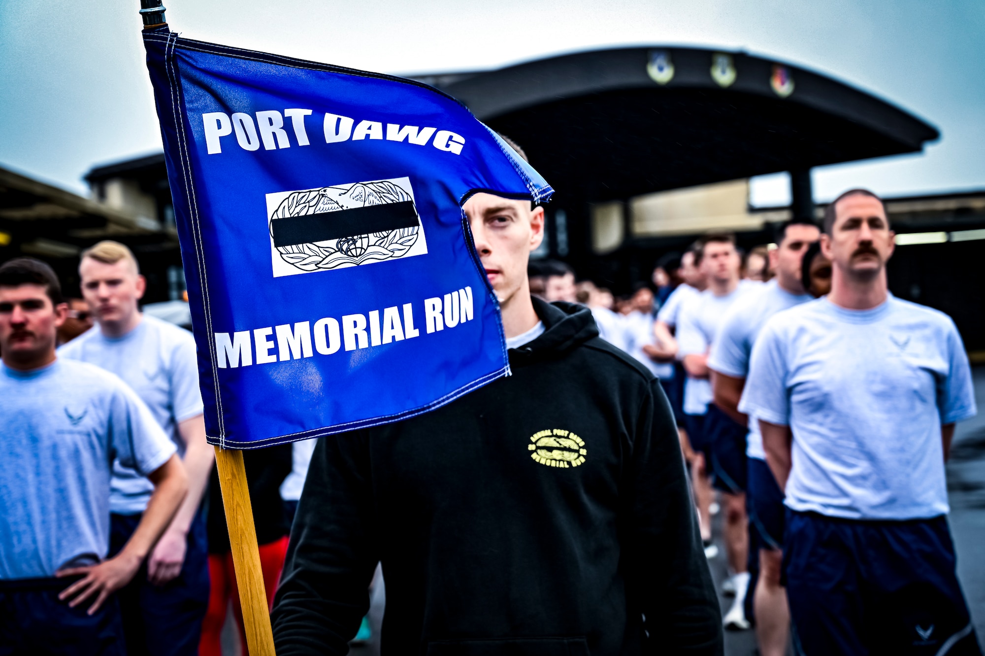 U.S. Air Force Airmen assigned to the 305th Aerial Port Squadron prepare to begin the
Memorial Port Dawg run on May 19, 2022, at Joint Base McGuire-Dix-Lakehurst, N.J.
The annual Port Dawg Memorial run is completed anytime during May to honor air
transportation specialists in the Active Air Force Air Guard and Air Force Reserve who
have died in the previous year due to combat, wrongdoing or suicide. The run started in
2013 at Kadena Air Force Base, Japan to honor an air transportation specialist who was
a victim of homicide.