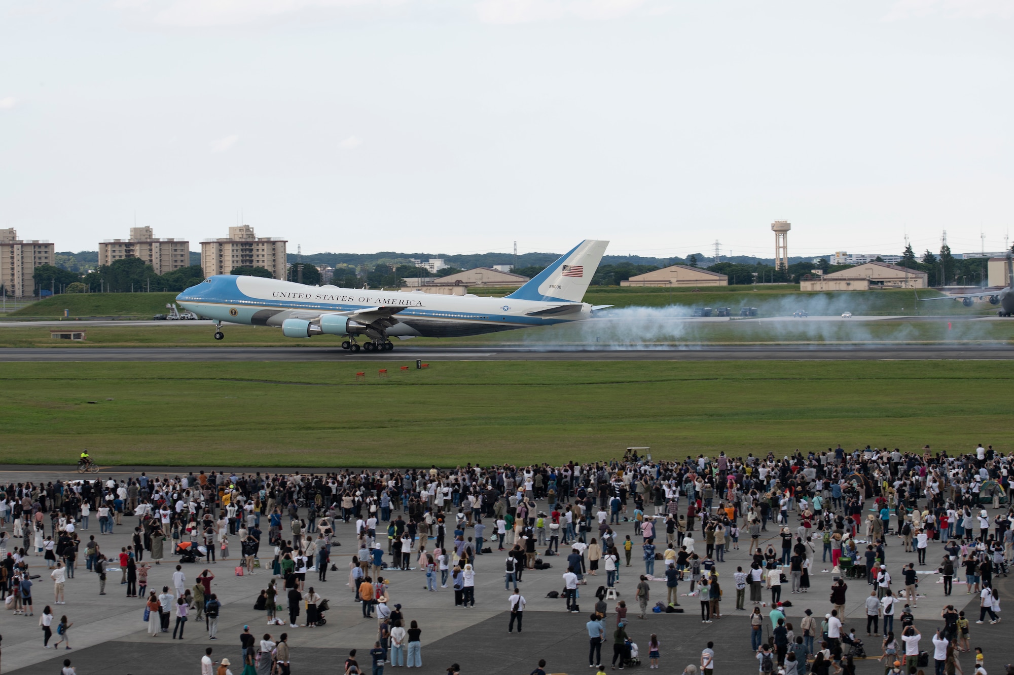 President of the United States Joseph R. Biden arrives at Yokota Air Base, Japan, onboard Air Force One, May 22, 2022. President Biden arrived during the Japanese-American Friendship Festival 2022. (U.S. Air Force photo by Tech. Sgt. Joshua Edwards)