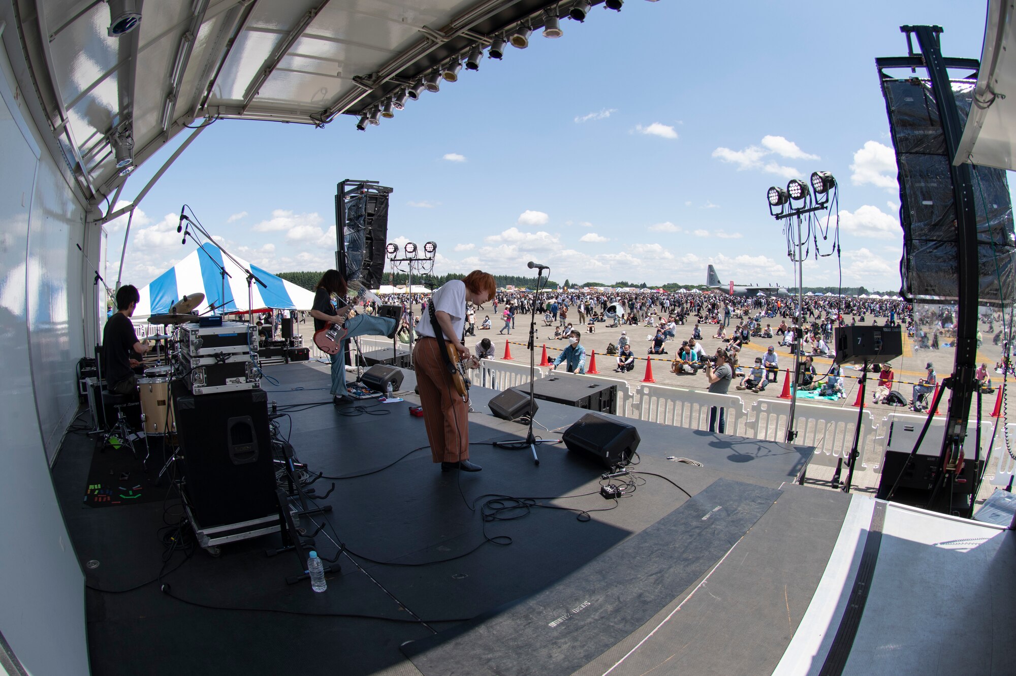 A band performs during Friendship Festival 2022, at Yokota Air Base, Japan, May 22. The two-day festival was an opportunity for visitors to learn more about the U.S. and Japan bilateral partnership, while strengthening the bonds between Yokota and the local communities. Yokota was able to host the event with the support of Japanese Self-Defense Force, sister services and the local community. (U.S. Air Force photo by Tech. Sgt. Joshua Edwards)