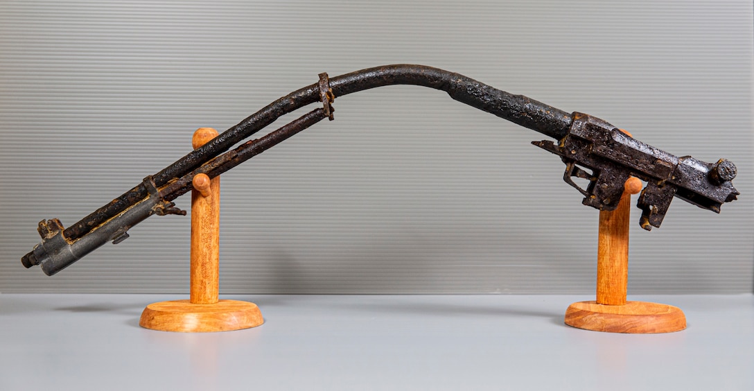 M-1 Rifle Upper receiver found near half-moon hill in 2012. The receiver was found near pieces of a destroyed AMTRAC.