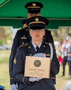 After 72 years, Pfc. Kenneth LeRoy Bridger was finally laid to rest with full military honors at a graveside ceremony in Twin Falls, Idaho, May 21, 2022. Bridger was reported missing in action on Nov. 30, 1950, while serving alongside his fellow U.S. troops during the war against North Korea.