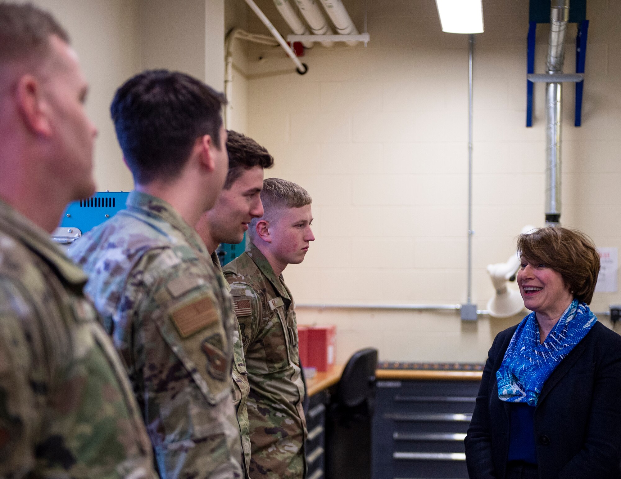 U.S. Air Force Airmen from the 133rd Maintenance Squadron had the opportunity to speak to U.S. Sen. Amy Klobuchar, D-Minn., in St. Paul, Minn., May 22, 2022.