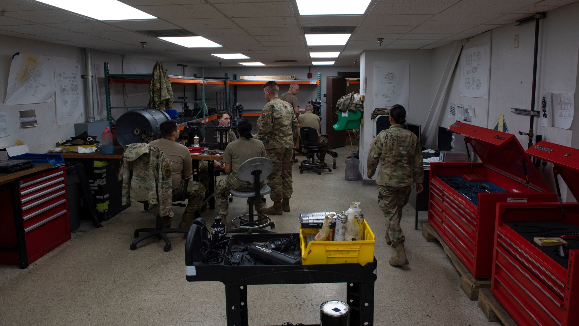 Airmen from the 49th Equipment Maintenance Squadron inspect an F-16 Vipers gun barrel, May 18, 2022, on Holloman Air Force Base, New Mexico.