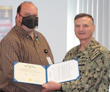 Robert Malone, Code 156A, Supervisor General Engineer, Deputy VIRGINIA Class Project Office, the Department of the Navy Civilian Service Commendation Medal.