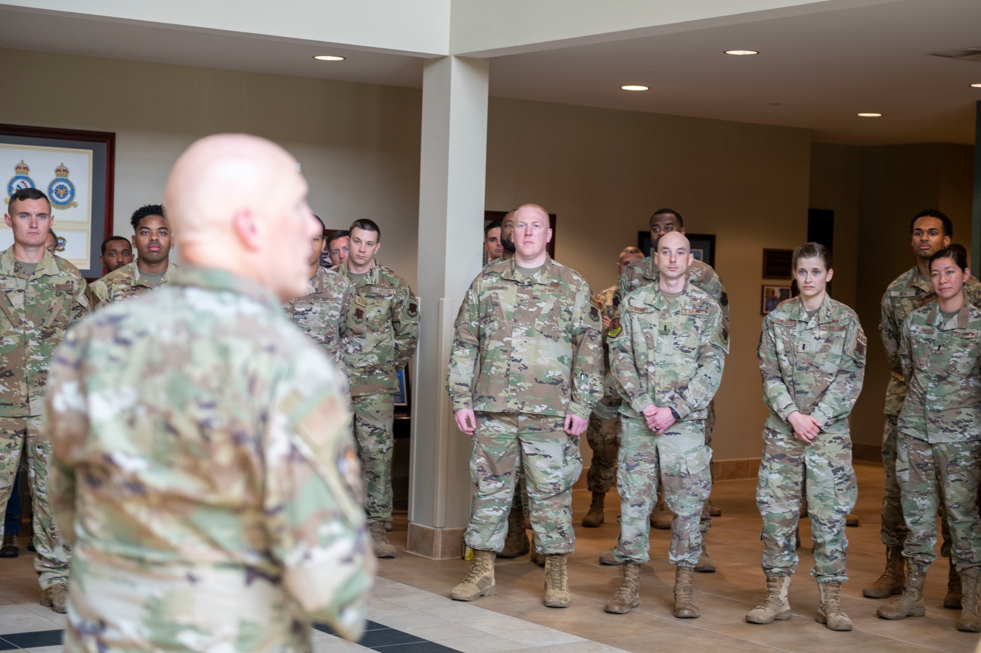 Brig. Gen. Daniel Gabrielli, Minnesota Air National Guard’s Assistant Adjutant General and former commander for Task Force Holloman during Operation Allies Welcome, visits Airmen assigned to the 4th Fighter Wing and talks about their successes during OAW at Seymour Johnson Air Force Base, North Carolina, May 20, 2022. On August 29, 2021, President Biden directed the Department of Homeland Security to lead and coordinate ongoing efforts across the federal government to support vulnerable Afghans as they safely resettle in the United States. (U.S. Air Force photo by Senior Airman Kevin Holloway)