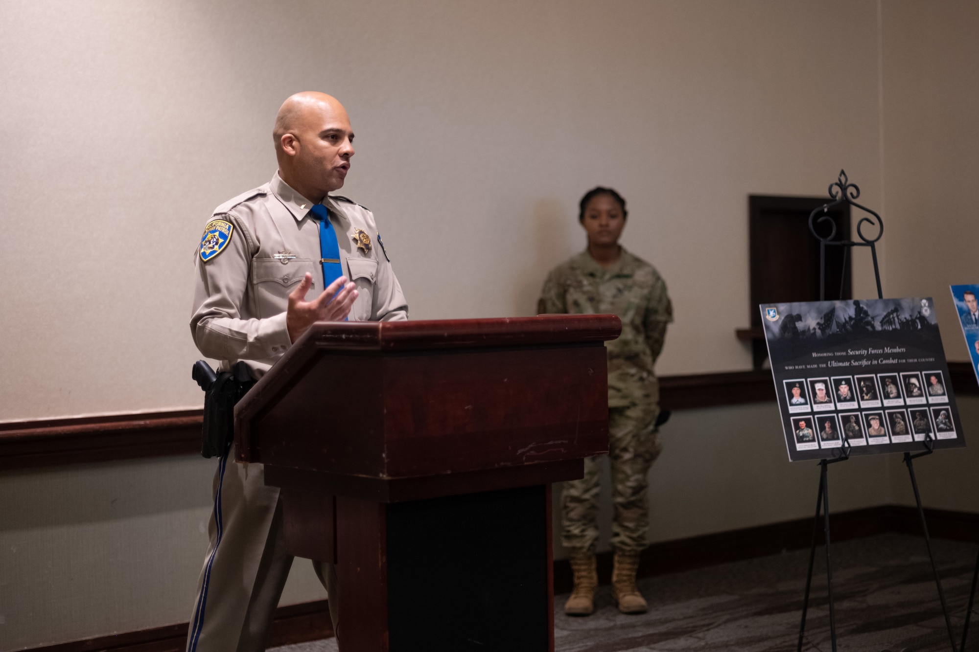 police officer giving speech