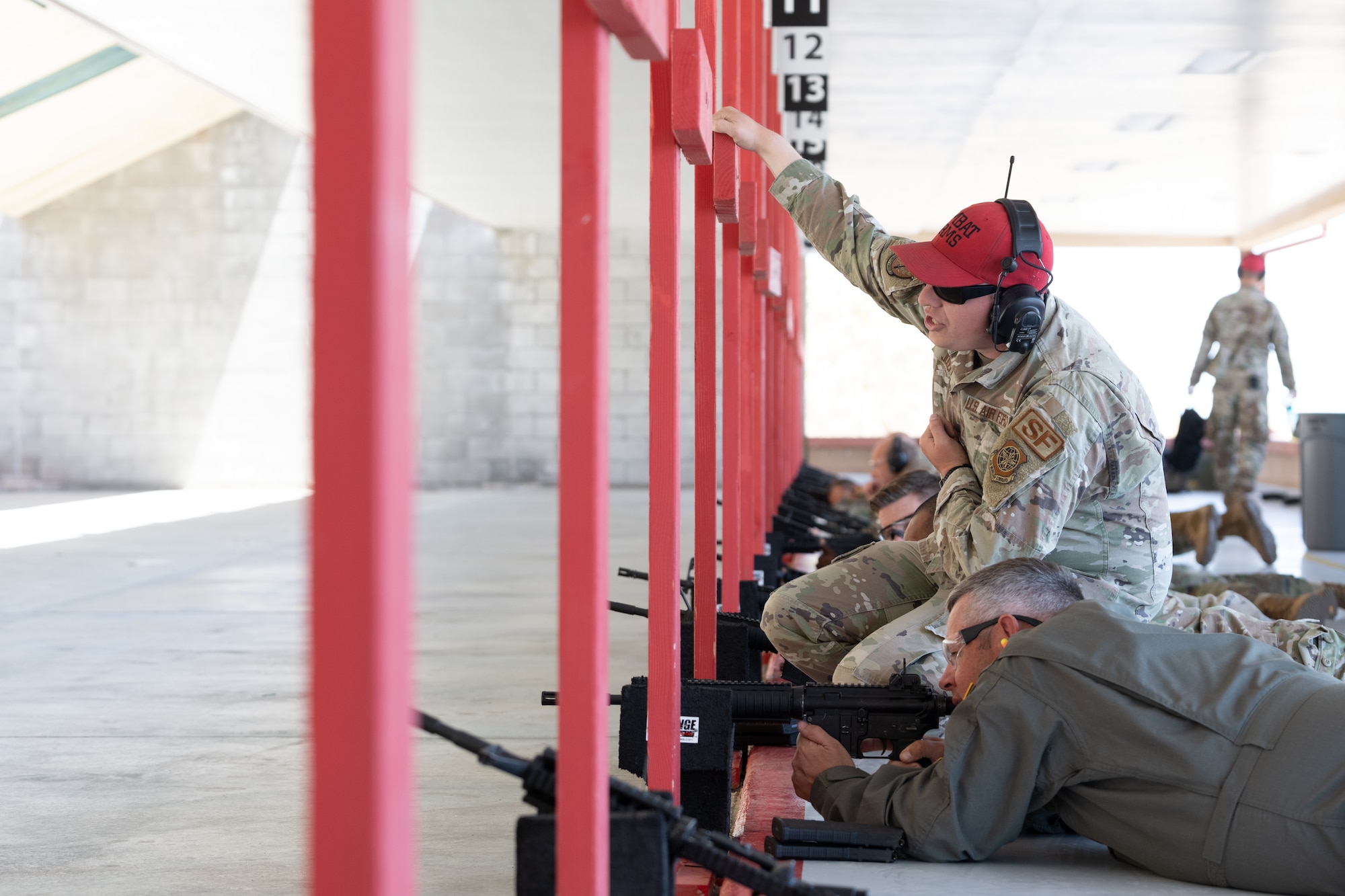 Airmen shooting at fire range