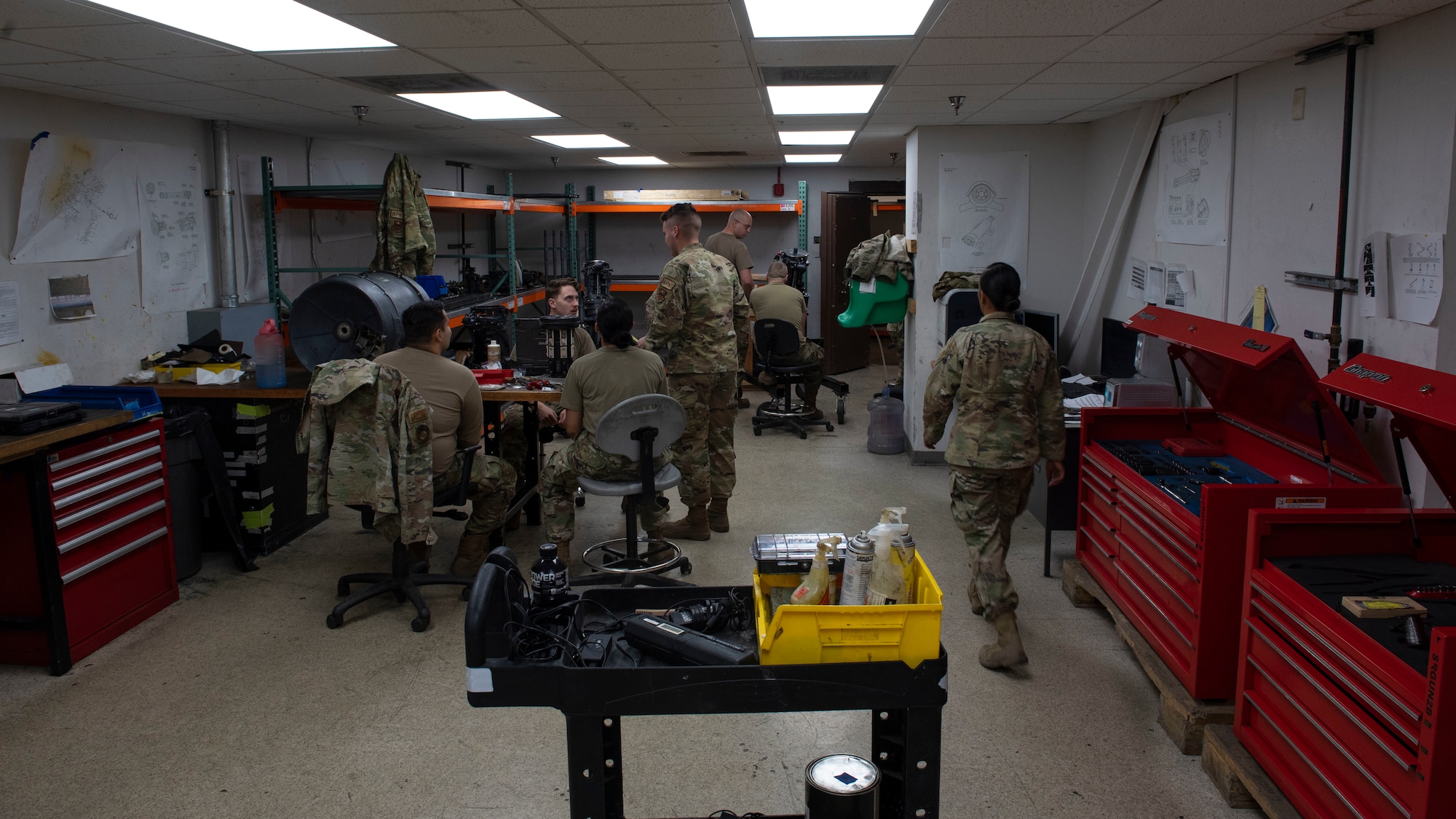 Airmen from the 49th Equipment Maintenance Squadron inspect an F-16 Vipers gun barrel, May 18, 2022, on Holloman Air Force Base, New Mexico.