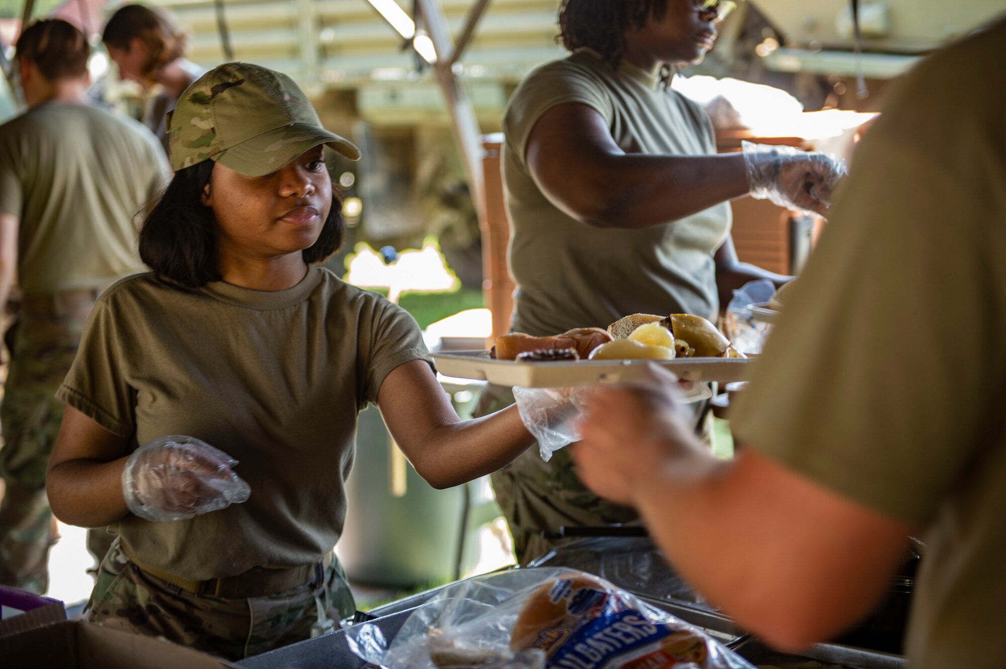 woman serving food